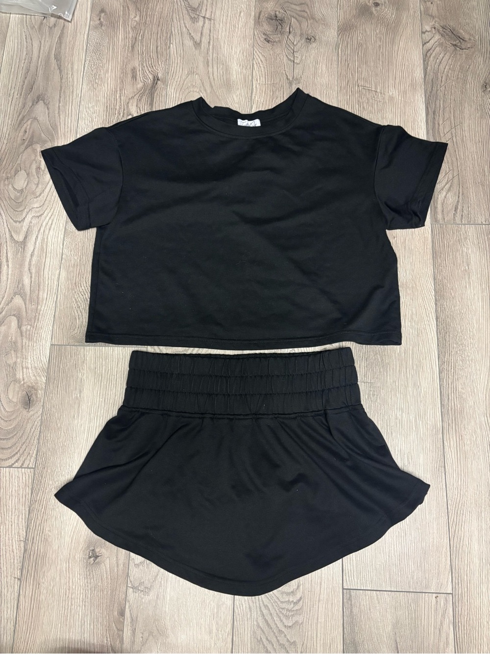 Black Two-Piece Crop Top and Skort Set